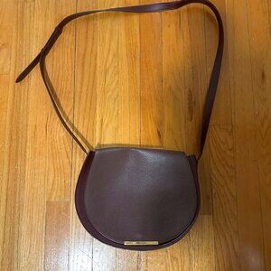 Burgundy Cuyana Saddle Bag, Pebbled & Smooth Leather